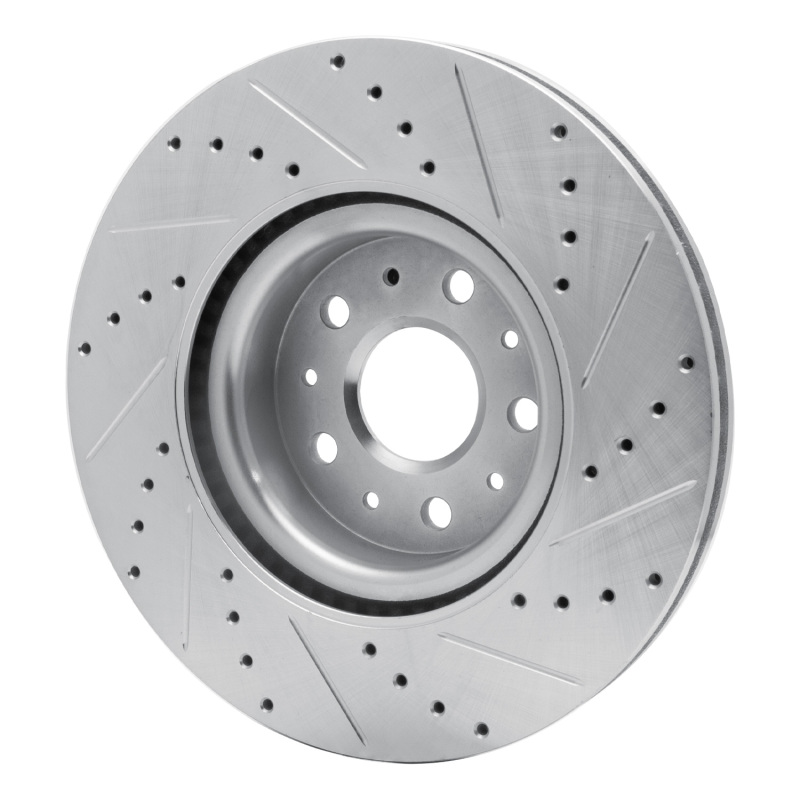 Cadillac CT5 Brake Rotor (1) - Front Left - R1 Concepts - Drilled & Slotted - Silver - `14-`25